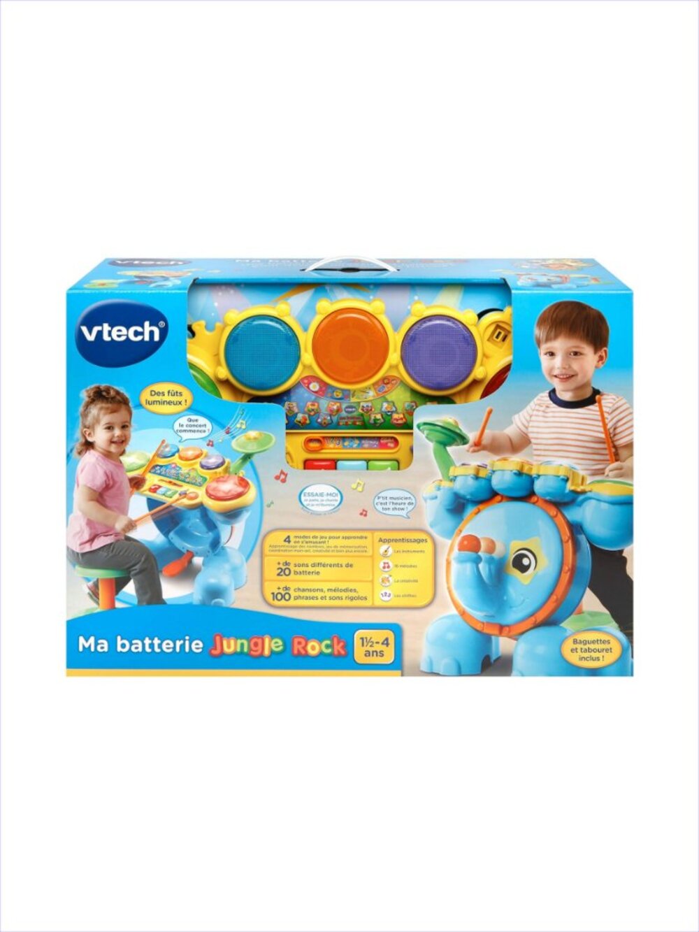 Vtech Ma Batterie Elephant Jungle Rock Instrument Drum Toy (French) New in Box